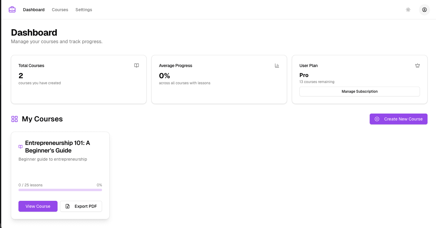 Nexable dashboard showing course, presentation, and voice tools